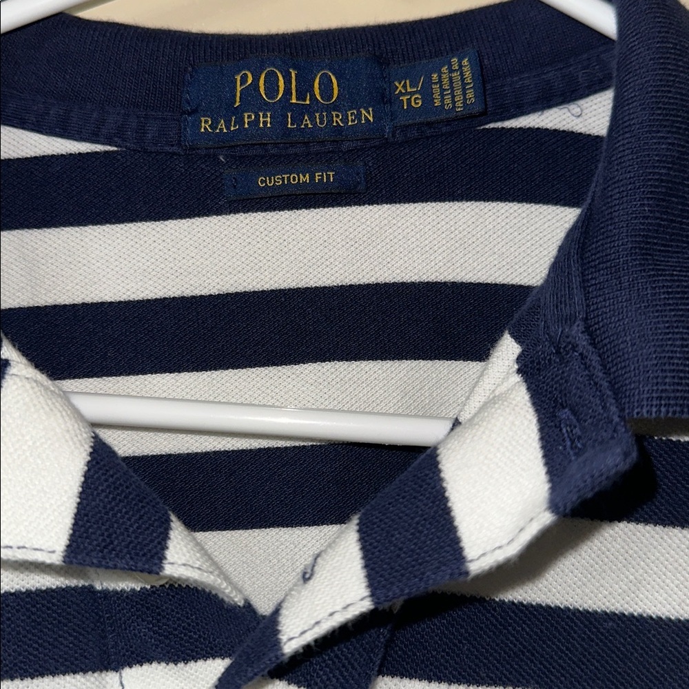 Ralph Lauren Navy and White Striped Polo - Picture 3 of 4